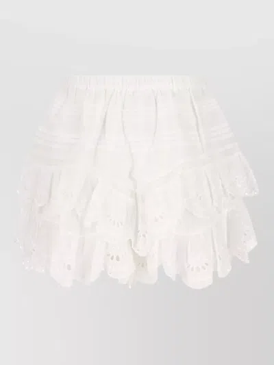 Isabel Marant Shorts Layered Design Embroidered Scalloped Hemline In White