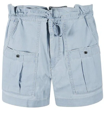 Isabel Marant Drawstring Pocketed Short Shorts In Blue