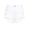 Isabel Marant Eneidao Fringed Cotton Denim Shorts In White