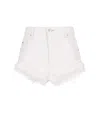 Isabel Marant Eneidao Fringed Cotton Denim Shorts In White