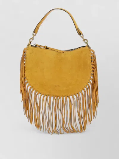 Isabel Marant Oskan Soft Zip Medium Suede Shoulder Bag In Gold