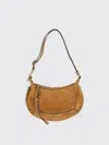 Isabel Marant Oskan Moon Studded Suede Shoulder Bag In Brown