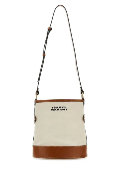Isabel Marant Samara Logo Embroidered Shoulder Bag In Nude
