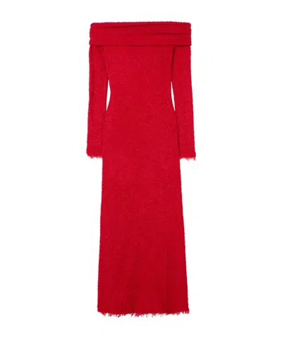 Isabel Marant Shoulder Bouclé Maxi Dress In Red