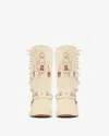 Isabel Marant Siani Fringed Embroidered Suede Ankle Boots In Chalk