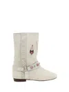 Isabel Marant Siani Fringed Embroidered Suede Ankle Boots