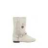 Isabel Marant Siani Fringed Embroidered Suede Ankle Boots In White