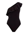 Isabel Marant Sicilya Ruffled One-shoulder Swimsuit In Black