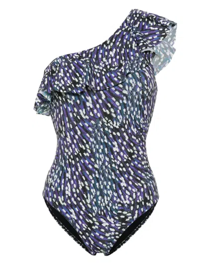Isabel Marant Sicylia Ruffle-detail Swimsuit In Blue