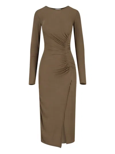 Isabel Marant Side-ruched Midi Dress In Brown