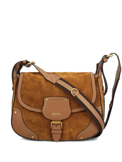 Isabel Marant Sierra Buckle-fastening Suede Cross Body Bag In Brown
