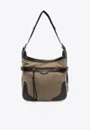 Isabel Marant Sierra Cotton Blend Shoulder Bag With Leather Trim In Khaki