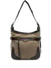 Isabel Marant Sierra Cotton Blend Shoulder Bag With Leather Trim In Brown