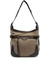 Isabel Marant Sierra Cotton Blend Shoulder Bag With Leather Trim In Brown
