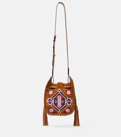 Isabel Marant Silao Mini Suede And Leather Bucket Bag In Brown