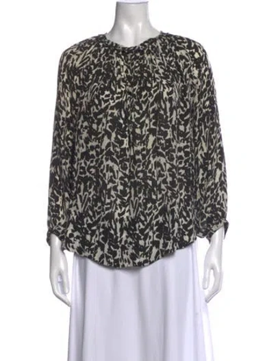 Pre-owned Isabel Marant Silk Animal Print Blouse In Black