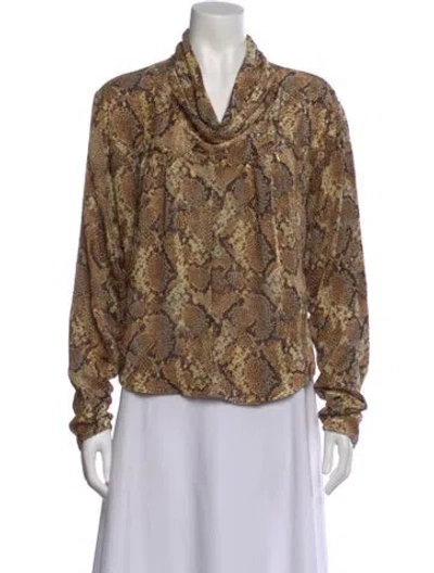 Pre-owned Isabel Marant Silk Animal Print Blouse In Brown