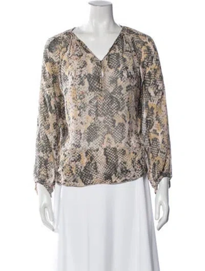 Pre-owned Isabel Marant Silk Animal Print Blouse In Gray
