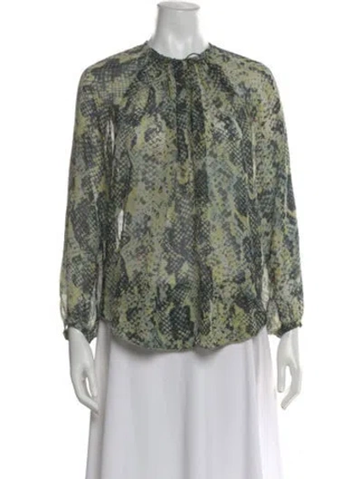 Pre-owned Isabel Marant Silk Animal Print Blouse In Green