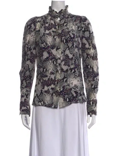 Pre-owned Isabel Marant Silk Animal Print Blouse In Grey