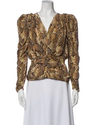 Pre-owned Isabel Marant Silk Animal Print Blouse W/ Tags In Brown