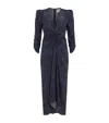 Isabel Marant Albini Mosaic Ruched Stretch Silk Dress In Blue