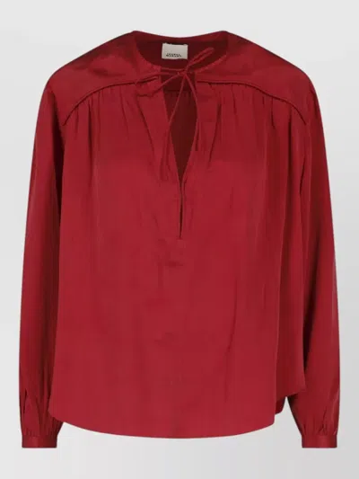 Isabel Marant Laraya Fluid Silk Satin Blouse In Red
