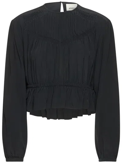 Isabel Marant Nelino Pleated Silk Blouse In Black