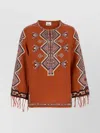 Isabel Marant Silk Blouse Embroidered Geometric Pattern In Orange
