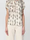 Isabel Marant Silk Blouse With Gathered Neckline And Tie Detail In Neutral