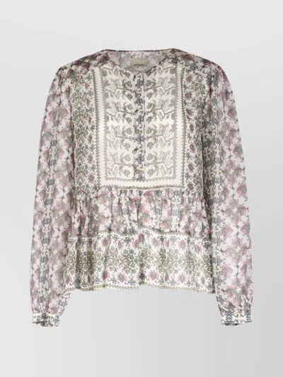 Isabel Marant Silk Blouse With Printed Floral Pattern In Multicolor