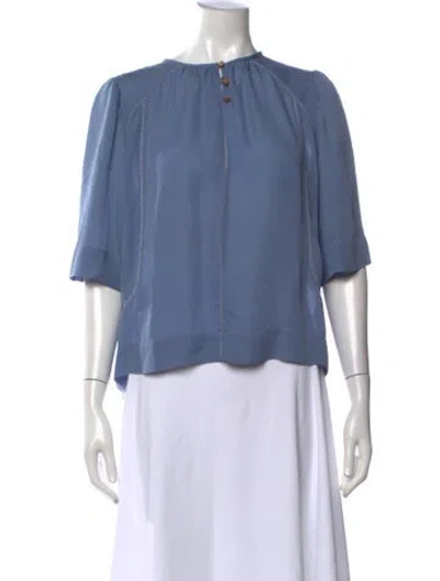 Pre-owned Isabel Marant Silk Crew Neck Blouse In Blue
