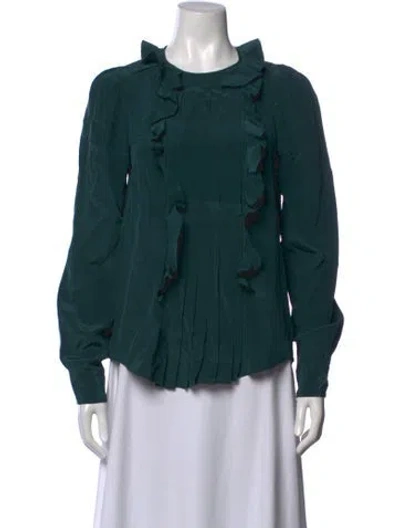 Pre-owned Isabel Marant Silk Crew Neck Blouse In Green