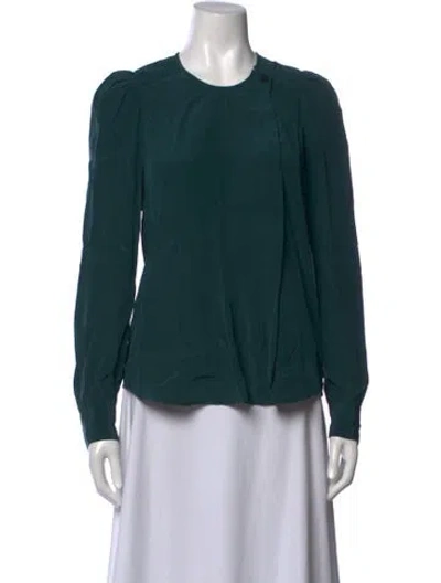 Pre-owned Isabel Marant Silk Crew Neck Blouse In Green
