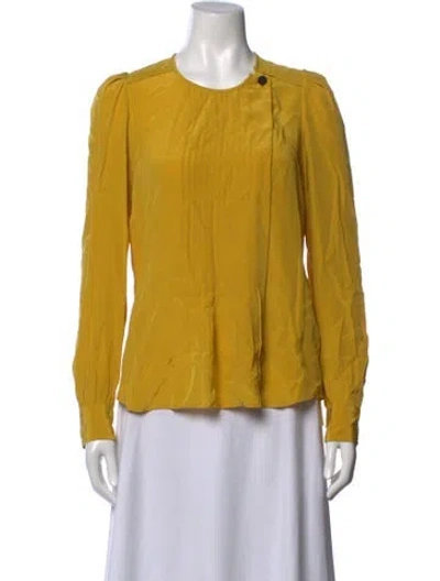 Pre-owned Isabel Marant Silk Crew Neck Blouse In Yellow