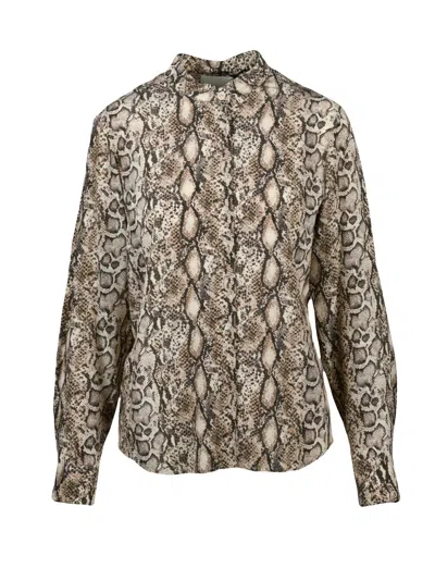 Isabel Marant Silk Elastane Shirt With All-over Snake Print Pattern In Gray