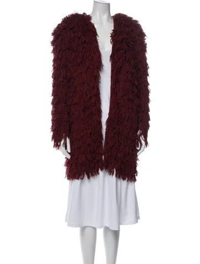 Pre-owned Isabel Marant Silk Faux Fur Jacket In Burgundy