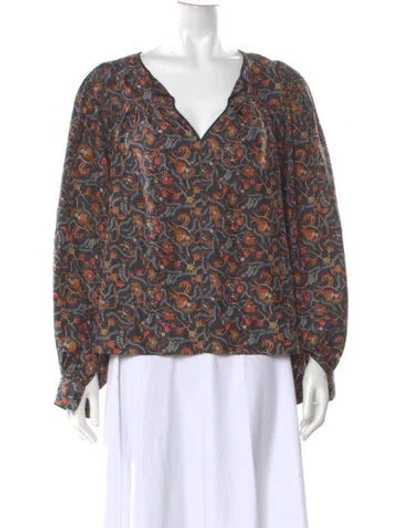 Pre-owned Isabel Marant Silk Floral Print Blouse In Black