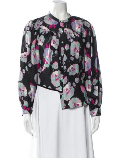 Pre-owned Isabel Marant Silk Floral Print Blouse In Black