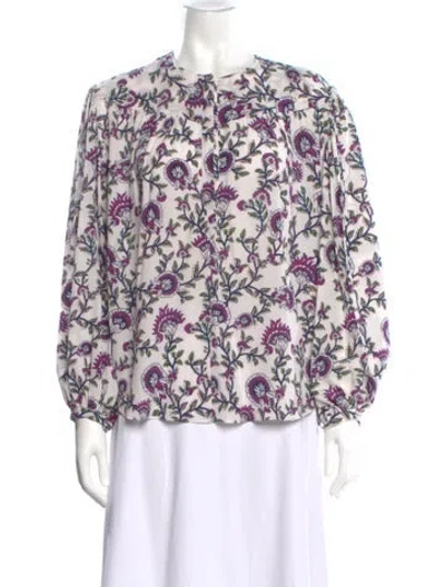 Pre-owned Isabel Marant Silk Floral Print Blouse In Black