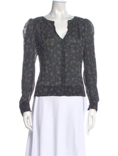 Pre-owned Isabel Marant Silk Floral Print Blouse In Black