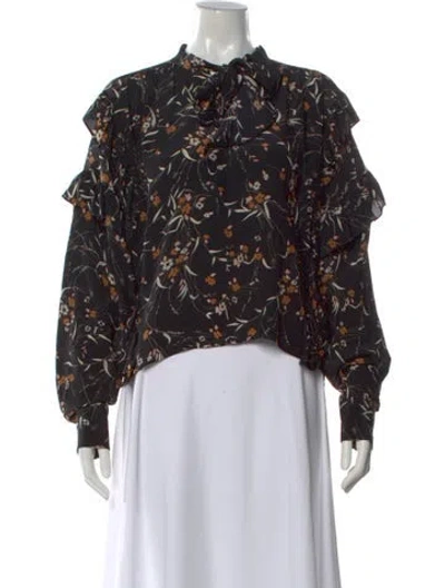 Pre-owned Isabel Marant Silk Floral Print Blouse In Black