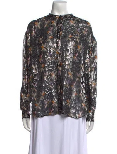 Pre-owned Isabel Marant Silk Floral Print Blouse In Black