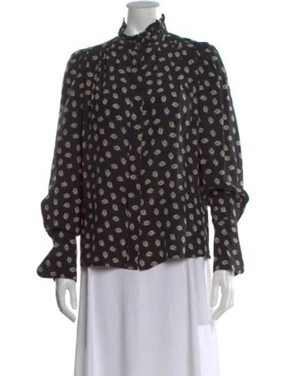 Pre-owned Isabel Marant Silk Floral Print Blouse In Black
