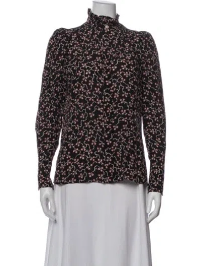 Pre-owned Isabel Marant Silk Floral Print Blouse In Black