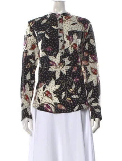 Pre-owned Isabel Marant Silk Floral Print Blouse In Black