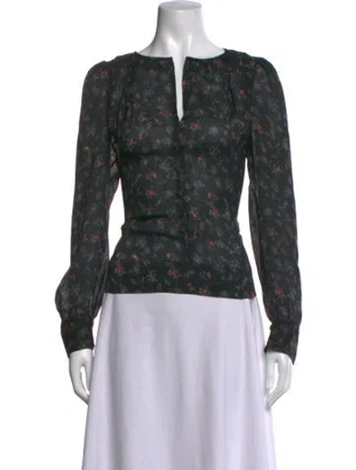 Pre-owned Isabel Marant Silk Floral Print Blouse In Black
