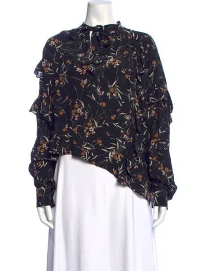 Pre-owned Isabel Marant Silk Floral Print Blouse In Black