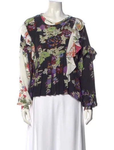 Pre-owned Isabel Marant Silk Floral Print Blouse In Blue