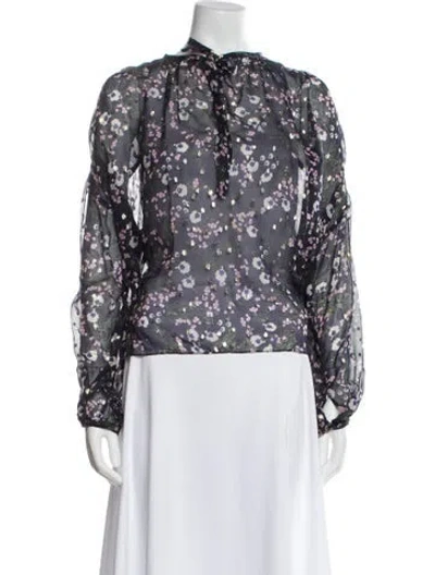 Pre-owned Isabel Marant Silk Floral Print Blouse In Blue